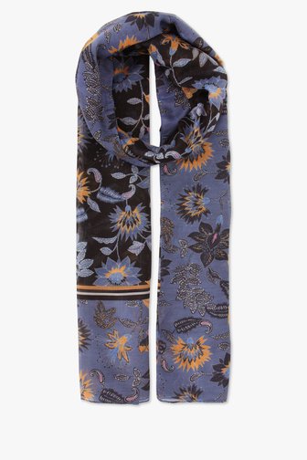 Fijn blauw sjaaltje met bloemenprint van More & More voor Dames
