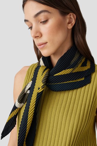 Fijn donkerblauw sjaaltje met groene print van Opus voor Dames