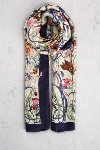 Fijn ecru sjaaltje met bloemenprint van Liberty Island voor Dames