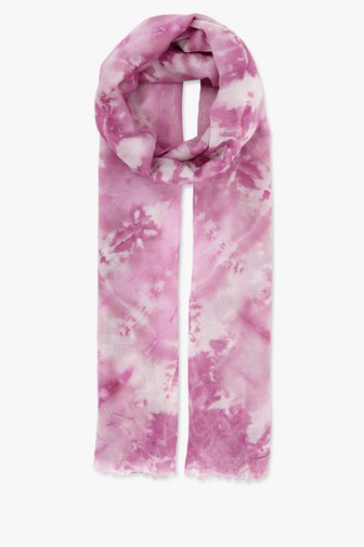 Fijn ecru sjaaltje met paarse tie-dye print van Liberty Island voor Dames