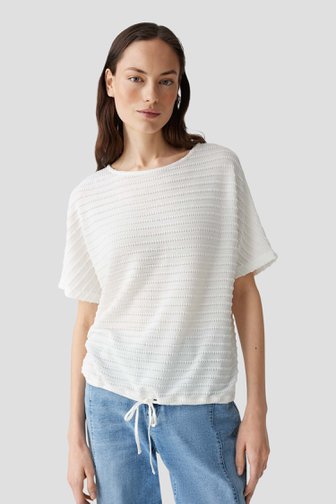 Fijn gebreid ecru T-shirt van Opus voor Dames