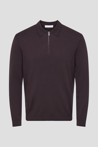 Extra foto 5 van Fijn gebreide bordeaux trui met korte rits door Only & Sons voor Heren