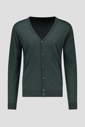 Voorkant van Fijn gebreide groene cardigan door Dansaert Black voor Heren