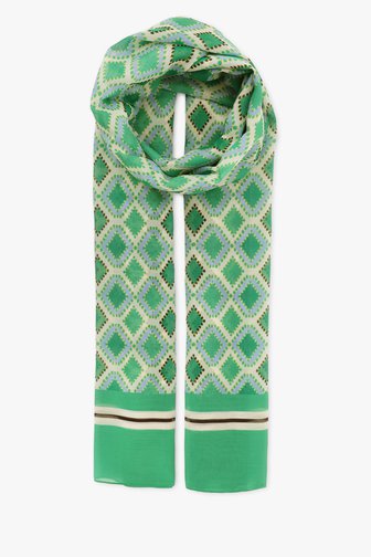 Fijn groen sjaaltje met ruitjesmotief van More & More voor Dames