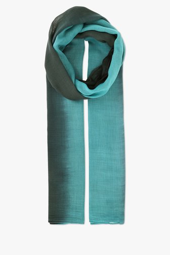 Liberty Island Fijn sjaaltje in zwart-turquoise ombré