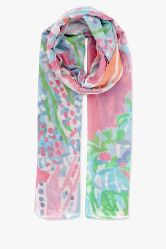 Fijn sjaaltje met print in roze en blauw van Liberty Island voor Dames