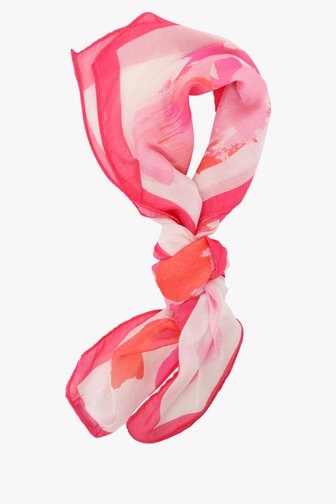 Fijn vierkant sjaaltje met roze-oranje print van Liberty Island voor Dames
