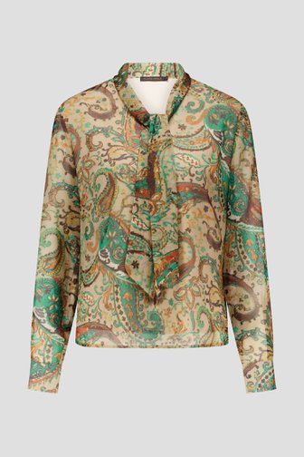 Voorkant van Fijne beige blouse met paisley print door Claude Arielle voor Dames