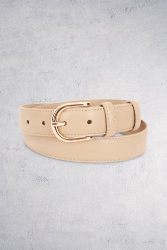 Voorkant van Fijne beige riem met rosé gesp door Liberty Island voor Dames
