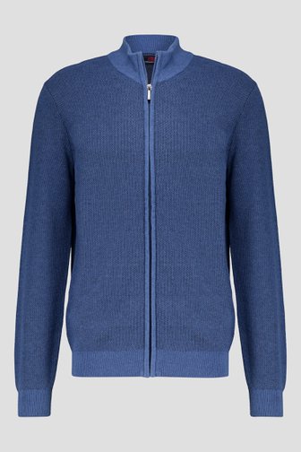 Fijne blauwe cardigan met rits van Dansaert Blue voor Heren