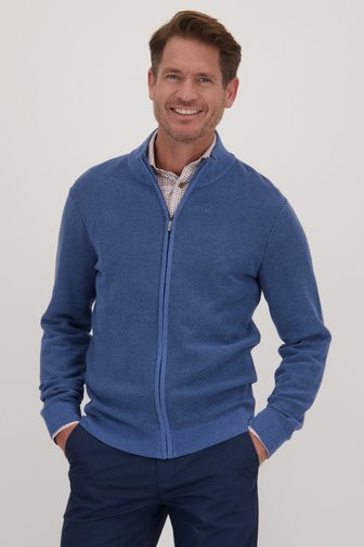 Fijne blauwe cardigan met rits van Dansaert Blue voor Heren