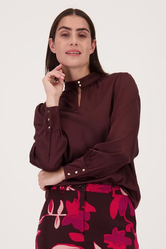 D'Auvry Fijne blouse in donker burgundy