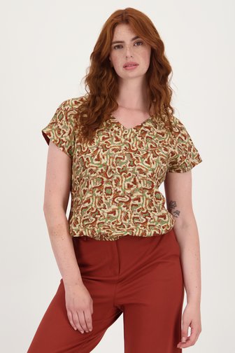 Libelle Fijne blouse met print in aardetinten