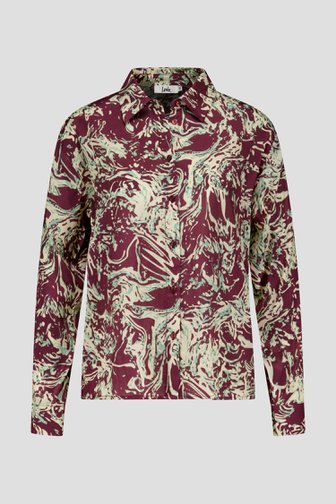 Fijne bordeaux blouse met beige print van Louise voor Dames