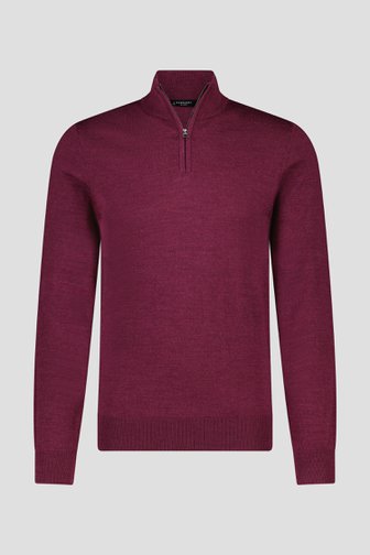 Fijne bordeaux trui met korte rits van Dansaert Black voor Heren