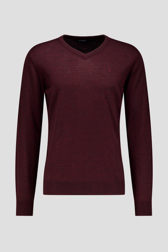 Voorkant van Fijne bordeaux trui met V-hals door Dansaert Black voor Heren