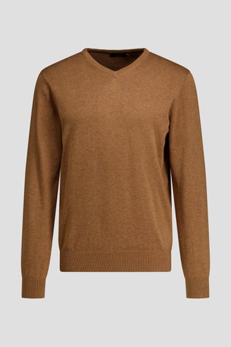 Voorkant van Fijne bruine trui met V-hals door Dansaert Blue voor Heren