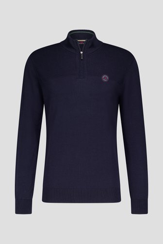 Fijne donkerblauwe trui met korte rits van Dansaert Blue voor Heren