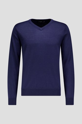 Voorkant van Fijne donkerblauwe trui met V-hals door Dansaert Black voor Heren