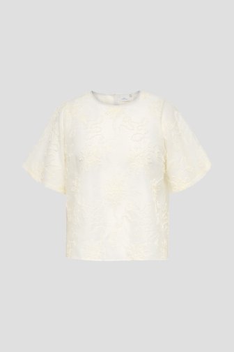 Voorkant van Fijne ecru blouse met bloemen door ONLY Carmakoma voor Dames