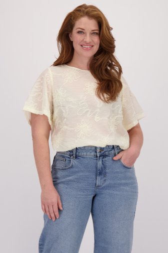 Voorkant van Fijne ecru blouse met bloemen door ONLY Carmakoma voor Dames