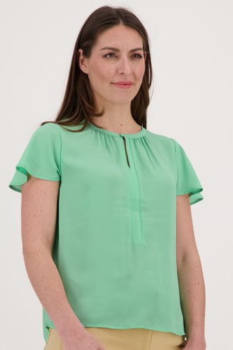 Fijne groene blouse met korte mouwen van Claude Arielle voor Dames