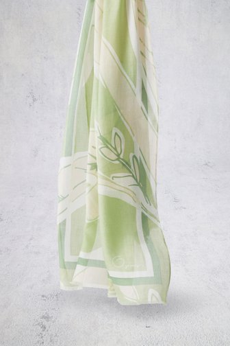 Fijne lichtgroene sjaal met bloemenprint van Opus voor Dames