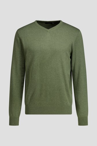 Voorkant van Fijne olijfgroene trui met V-hals door Dansaert Blue voor Heren