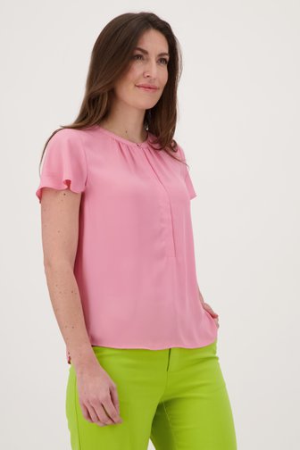Fijne roze blouse met korte mouwen van Claude Arielle voor Dames