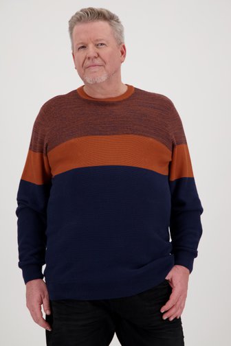 Fijne trui met oranje-blauwe colour block van Jefferson voor Heren