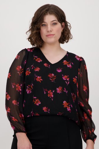 Fijne zwarte blouse met bloemenprint van Only Carmakoma voor Dames