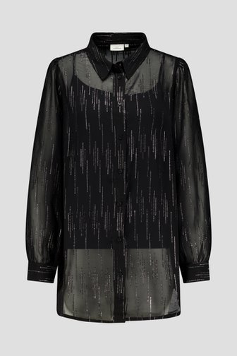 Fijne zwarte blouse met zilveren patroon van Only Carmakoma voor Dames