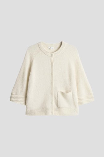 Voorkant van Fijngebreid beige vest met halve mouwen door Opus voor Dames