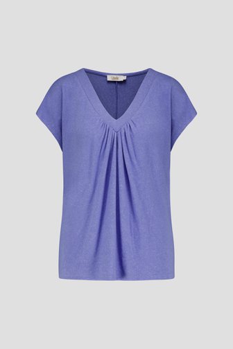 Voorkant van Fijngebreid donkerblauw T-shirt  door Libelle voor Dames