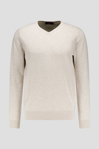 Le devant de Fin pull beige à col en V  de Dansaert Blue pour Hommes
