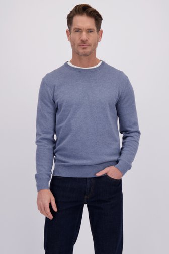 Le devant de Fin pull bleu à col rond de Dansaert Blue pour Hommes