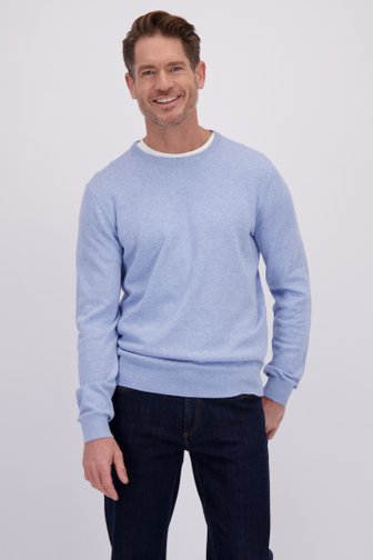 Le devant de Fin pull bleu clair à col rond de Dansaert Blue pour Hommes