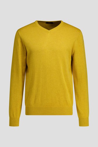 Le devant de Fin pull jaune à col en V  de Dansaert Blue pour Hommes
