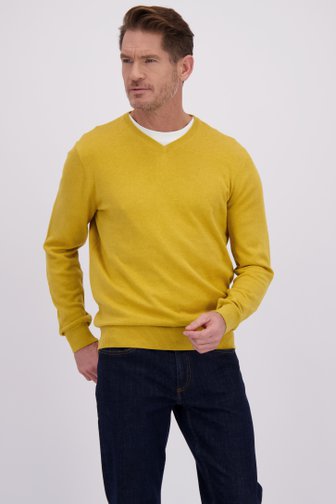 Le devant de Fin pull jaune à col en V  de Dansaert Blue pour Hommes