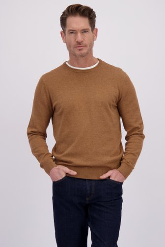 Le devant de Fin pull marron à col rond de Dansaert Blue pour Hommes