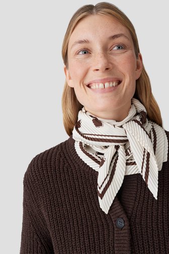 Le devant de Foulard beige clair à imprimé abstrait brun de Opus pour Femmes