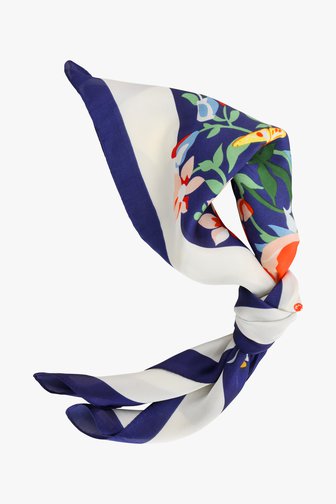 Foulard bleu foncé fin à imprimé floral de Liberty Island pour Femmes
