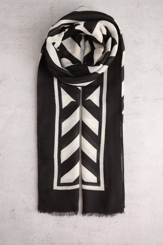 Foulard fin à rayures écru-noir de Liberty Island pour Femmes