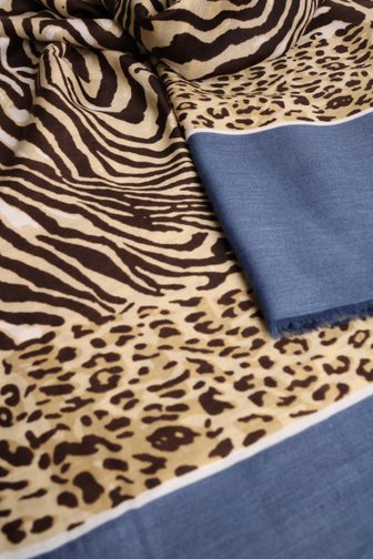 Foulard fin beige à imprimé léopard de Liberty Island pour Femmes