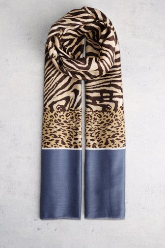 Foulard fin beige à imprimé léopard de Liberty Island pour Femmes