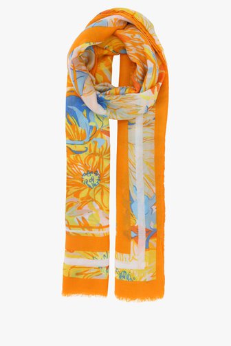 Foulard orange à imprimé floral coloré	 de Liberty Island pour Femmes