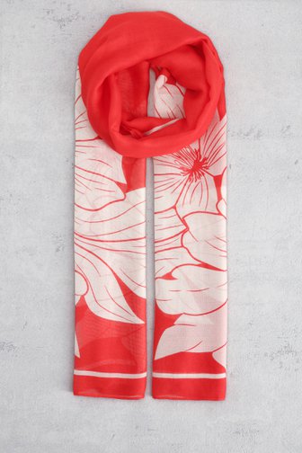 Le devant de Foulard rouge à imprimé floral blanc de D'Auvry pour Femmes