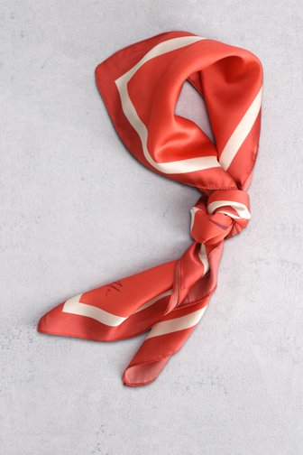 Le devant de Foulard rouge à motif feuilles de Claude Arielle pour Femmes