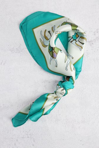 Le devant de Foulard turquoise à imprimé chevaux de Liberty Island pour Femmes
