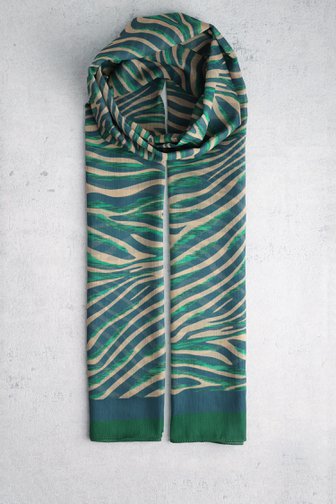 Le devant de Foulard vert à imprimé beige et bleu de Claude Arielle pour Femmes